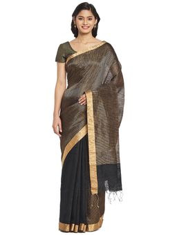 Fabindia - Black Hand Woven Silk Blend Sari