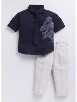 Little Collars - formal Animal Shirt Pant Tie- Navy Blue (Set of 3)