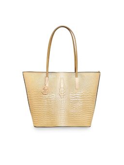 ESBEDA - Gold Color Crocodile Textured Handbag for Women