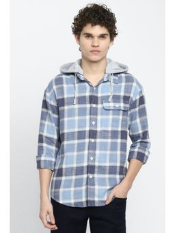 American Eagle - Men Blue Super Soft Hooded Flannel