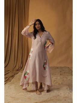 Arpita Sulakshana - Light Pink Handpainted A-Line Kurta (Set of 2)