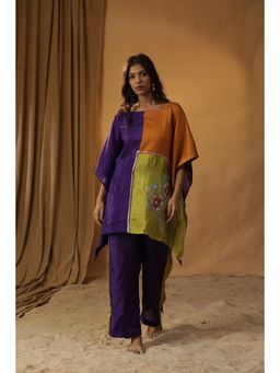 Arpita Sulakshana - Multi-Color Floral Block Print Kaftan with Pant (Set of 2)