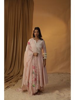 Arpita Sulakshana - Baby Pink A-Line Anarkali Kurta & Pant with Dupatta (Set of 3)