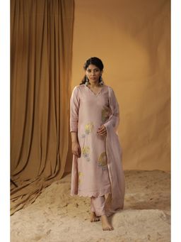 Arpita Sulakshana - Baby Pink Foil Painted Suit (Set of 3)