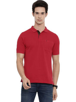 Classic Polo - Men Cotton Solid Half Sleeve Authentic Fit Polo Neck Red Color T-Shirt
