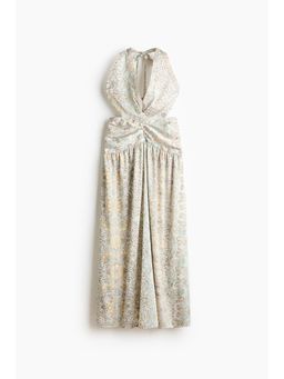 H&M - Women Beige Open-Back Halterneck Dress