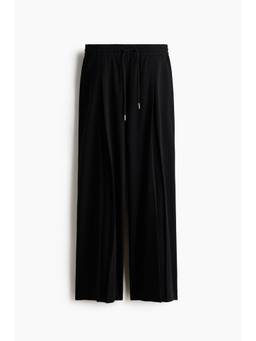 H&M - Women Black Pleat-Detail Drawstring Trousers