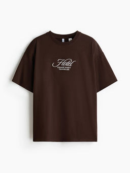 H&M - Women Brown Oversized Printed T-Shirt