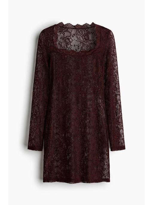 brown lace dress h&m Buy Women Square-Neck (XS) Online Long balloon sleeves with Color:TERRA YGroup_3034 8x10 EMMA WATSON GLOSSY