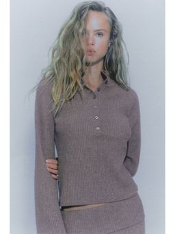 H&M - Women Beige Rib-Knit High Neck Jumper