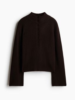 H&M - Women Brown Rib-Knit High Neck Jumper