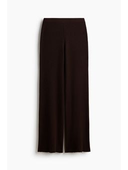 H&M - Women Brown Wide Rib-Knit Trousers