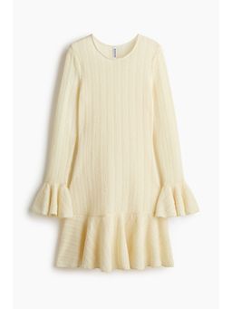 H&M - Women Yellow Flounced Pointelle-Knit Dress