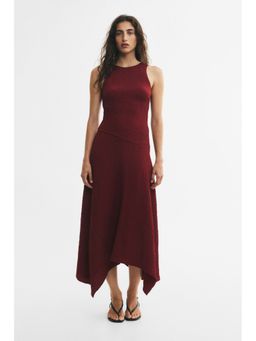 H&M - Women Red Crinkled Handkerchief Dress