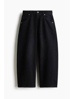 H&M - Women Black Barrel High Waist Ankle Jeans