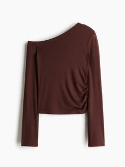 H&M - Women Brown One-Shoulder Viscose Top