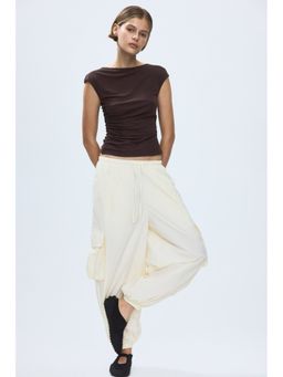 H&M - Women Brown Draped Cap-Sleeved Top