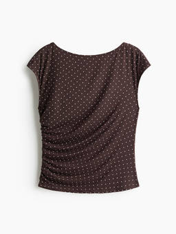 H&M - Women Brown Draped Cap-Sleeved Top