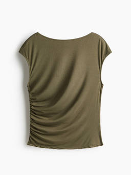 H&M - Women Green Draped Cap-Sleeved Top