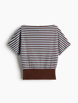 H&M - Women Brown Boat-Neck Cotton Top