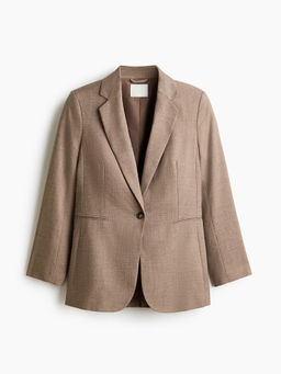 H&M - Women Beige Single-Breasted Twill Blazer