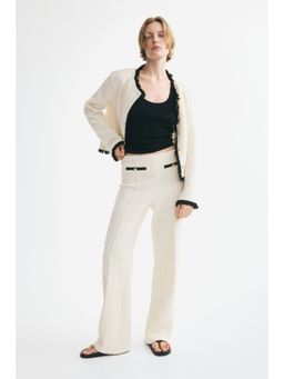 H&M - Women White Pull-On Boucl-Knit Trousers