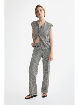 H&M - Women Grey Pull-On Boucl-Knit Trousers
