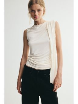 H&M - Women White Draped-Panel Viscose Top