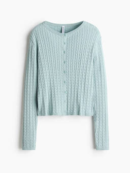 H&M - Women Turquoise Cable-Knit Cardigan