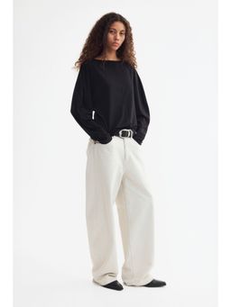 H&M - Women Black Long-Sleeved Boat-Neck Top