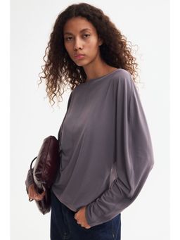 H&M - Women Purple Long-Sleeved Boat-Neck Top