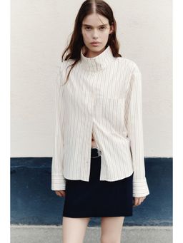 H&M - Women White Oversized Stand-Collar Shirt