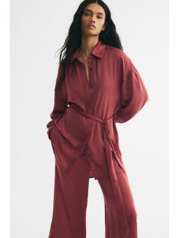H&M - Women Red Belted Shirt