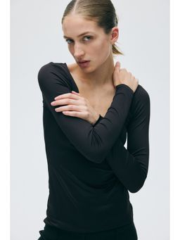 H&M - Women Black Long-Sleeved Scoop-Neck Top