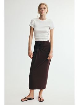 H&M - Women Brown Twist-Detail Pencil Skirt