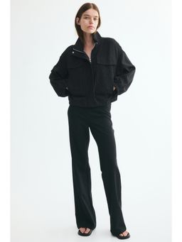 H&M - Women Black Funnel-Collar Jersey Jacket
