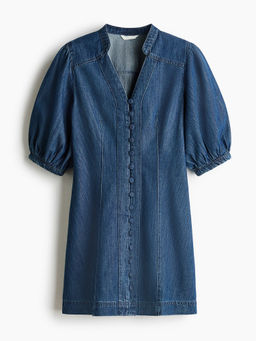 H&M - Women Blue Puff-Sleeved Denim Dress