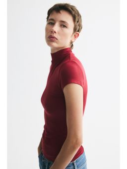 H&M - Women Red Turtleneck Viscose Top