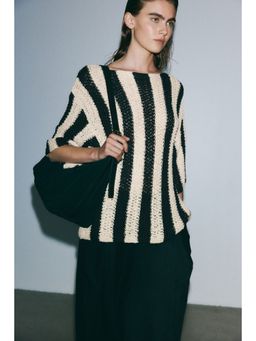 H&M - Women White Knitted Boat-Neck Top