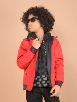 CRIMSOUNE CLUB - Boys Red Reversible Hooded Neck Quilted Jacket