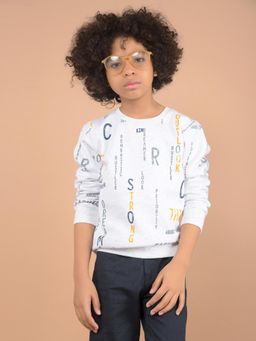 CRIMSOUNE CLUB - Boys White Typographic Print Sweatshirt