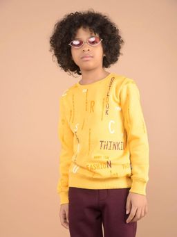 CRIMSOUNE CLUB - Boys Mustard Typographic Print Sweatshirt