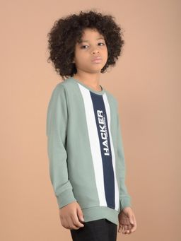 CRIMSOUNE CLUB - Boys Green Typographic Print Sweatshirt