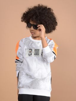 CRIMSOUNE CLUB - Boys White Printed Sweatshirt