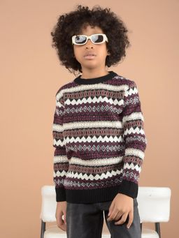 CRIMSOUNE CLUB - Boys Multi-Colour Jacquard Sweater