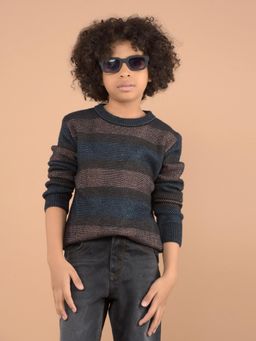 CRIMSOUNE CLUB - Boys Brown Horizontal Striped Sweater
