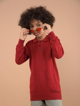 CRIMSOUNE CLUB - Boys Red 100% Cotton Sweater