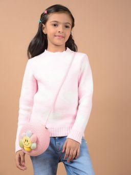 CRIMSOUNE CLUB - Girls Pink Jacquard Sweater