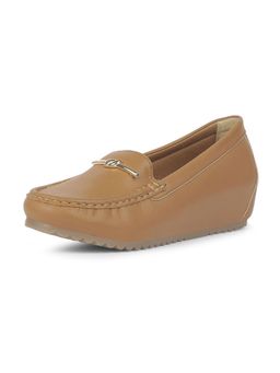 Bata - Womens Wedge Heel Loafers - Tan