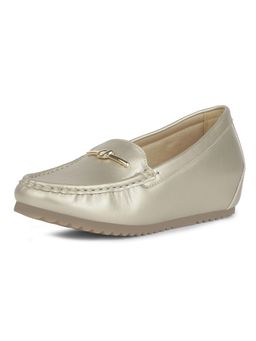 Bata - Womens Wedge Heel Loafers - Gold